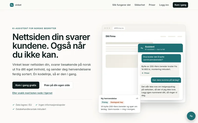 Skjermbilde av vinket.no